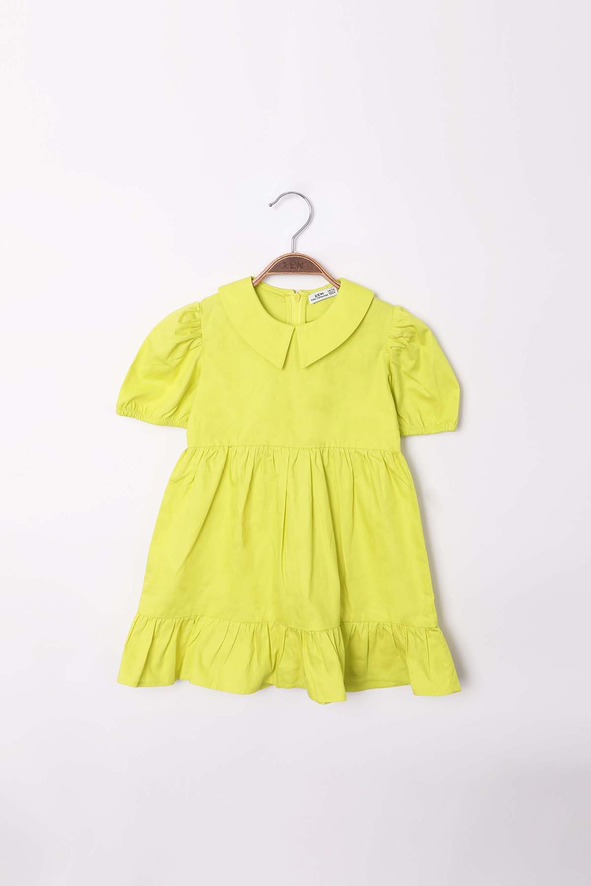 Zen Enfant - Robe à Volants En Popeline - Vert Anis