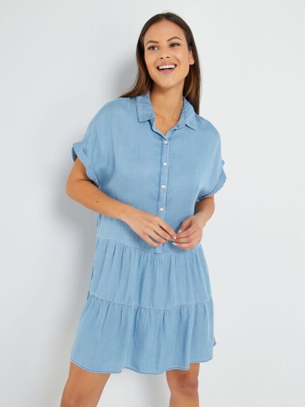 Kiabi Femme Robe courte avec col chemise Bleu denim Drest