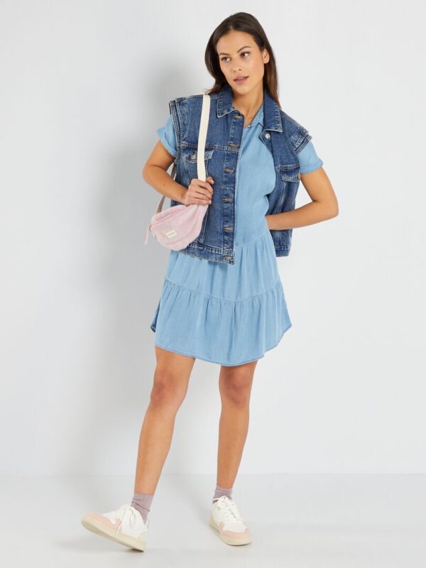 Kiabi Femme Robe courte avec col chemise Bleu denim Drest