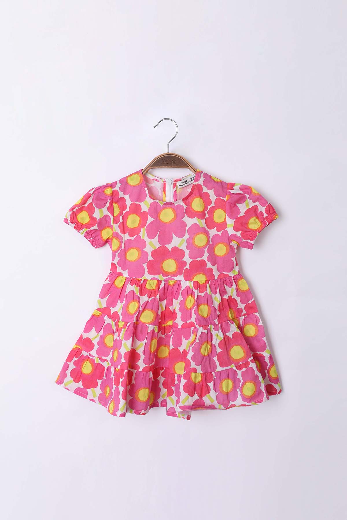 Zen Enfant - ROBE IMPRIMÉE FLEURS À VOLANTS - Rose 6