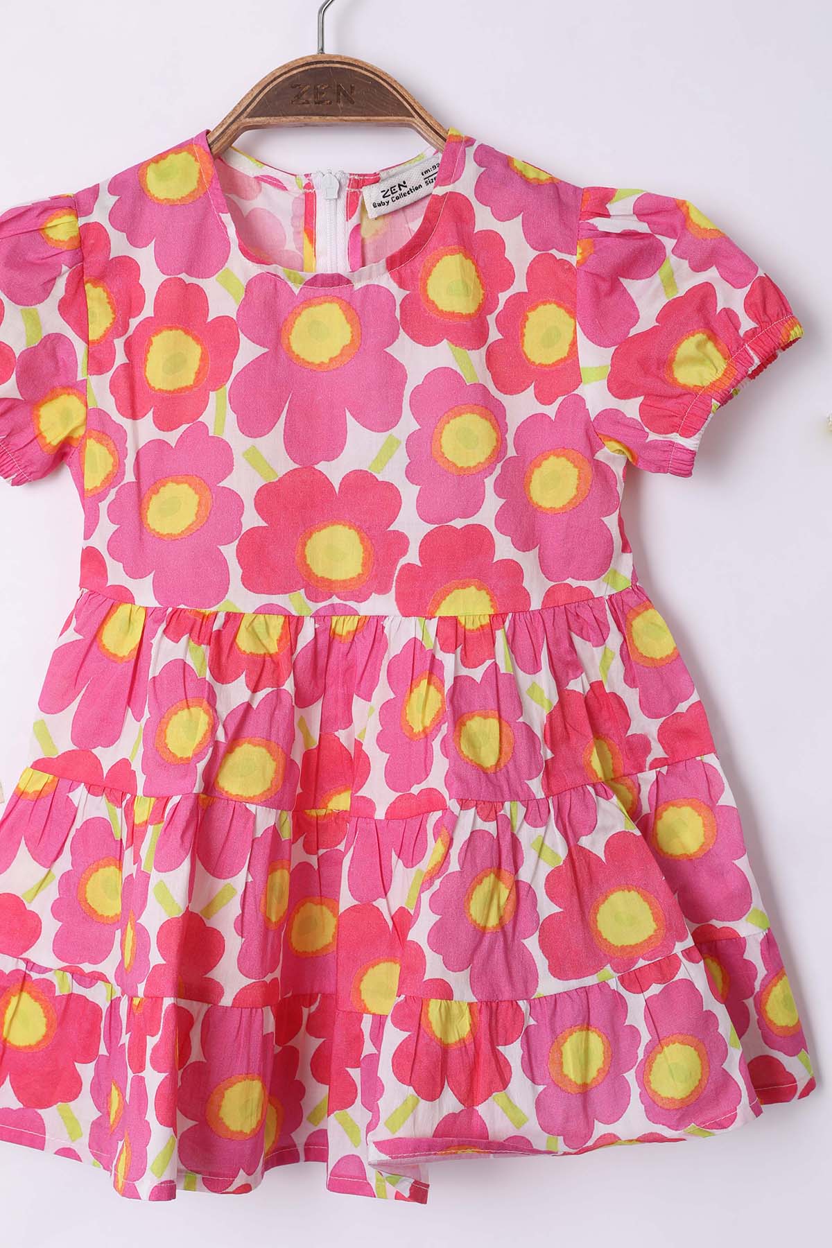 Zen Enfant - ROBE IMPRIMÉE FLEURS À VOLANTS - Rose 8