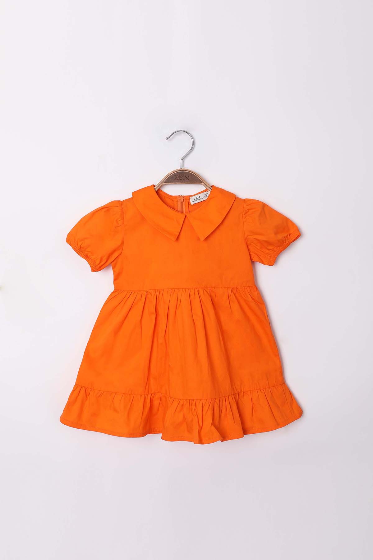 Zen Enfant - Robe à Volants En Popeline - Orange 5