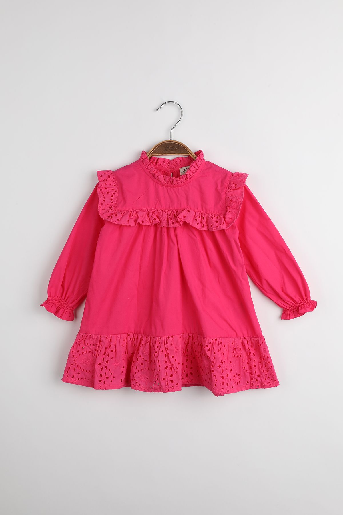 Zen Enfant - Robe À Volant En Broderie Anglaise - Fushia 2