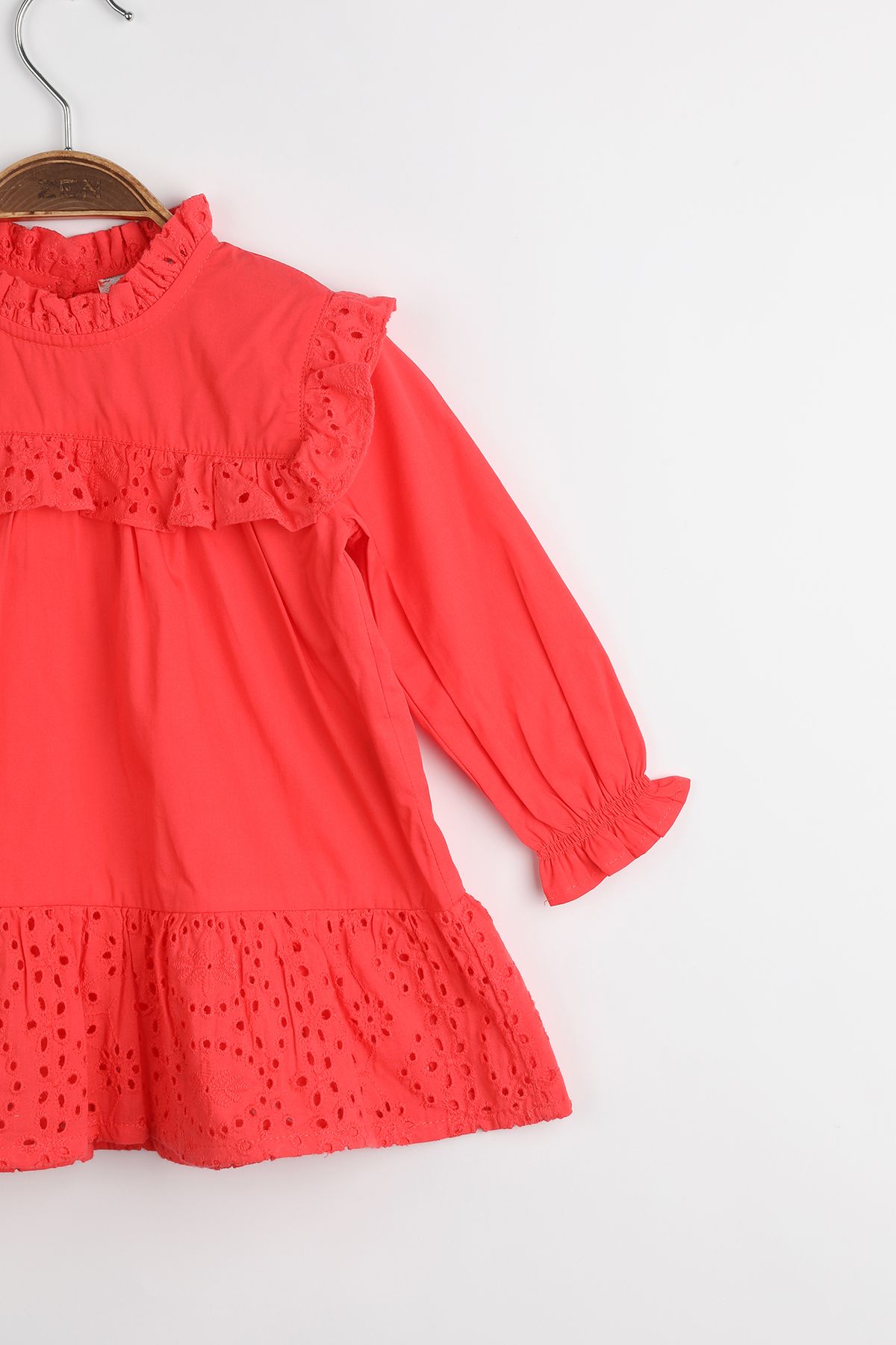 Zen Enfant - Robe À Volant En Broderie Anglaise - Rouge 3