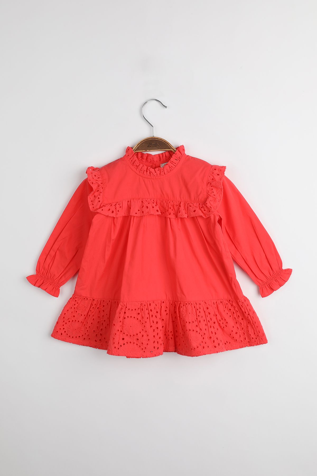 Zen Enfant - Robe À Volant En Broderie Anglaise - Rouge 4
