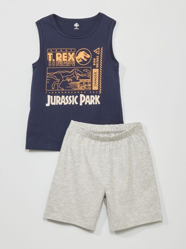 pyjama court imprime jurassic park 2 pieces marinegris zq537 1 frb1