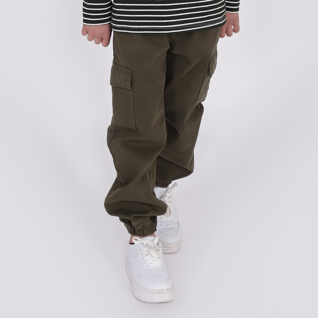 KONTAKT Pantalon cargo garçon avec bords élastique Vert