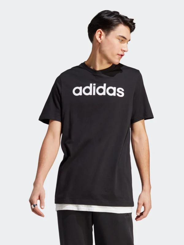 adidas t shirt essentials single jersey linear embroidered logo t shirt ic9274 noir regular fit