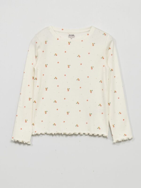 t shirt en maille cotelee avec imprime blanc