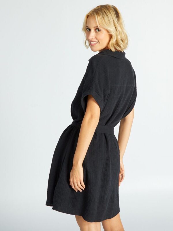 robe chemise en double gaze de coton noir avl31 2 frb3