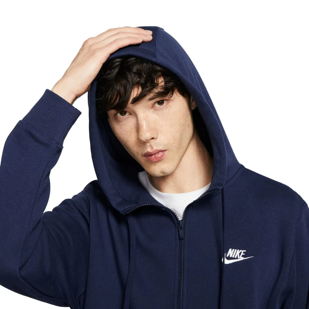 Nike - Sweat à capuche entièrement zippé Nike Sportswear Club Fleece Bleu 2