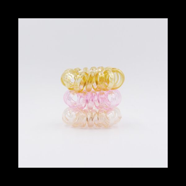 elastiques spirales transparentes pastel lot de 3