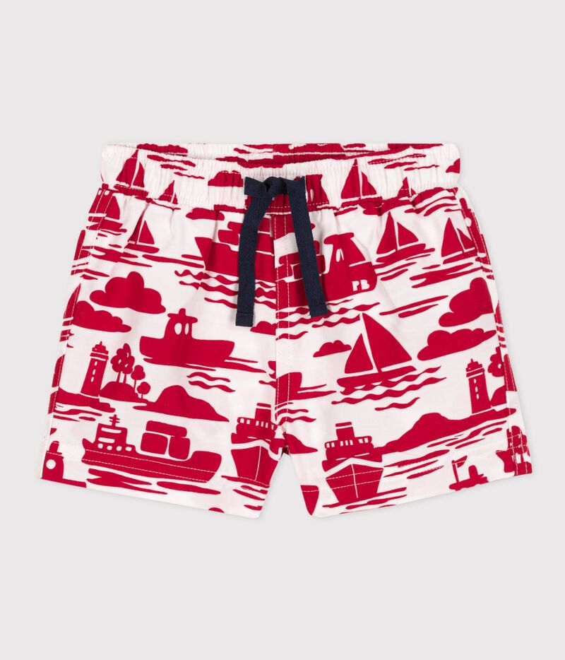 Short De Bain Garçon Petit Bateau - À Rayures, 100% Polyester, Lavable En Machine