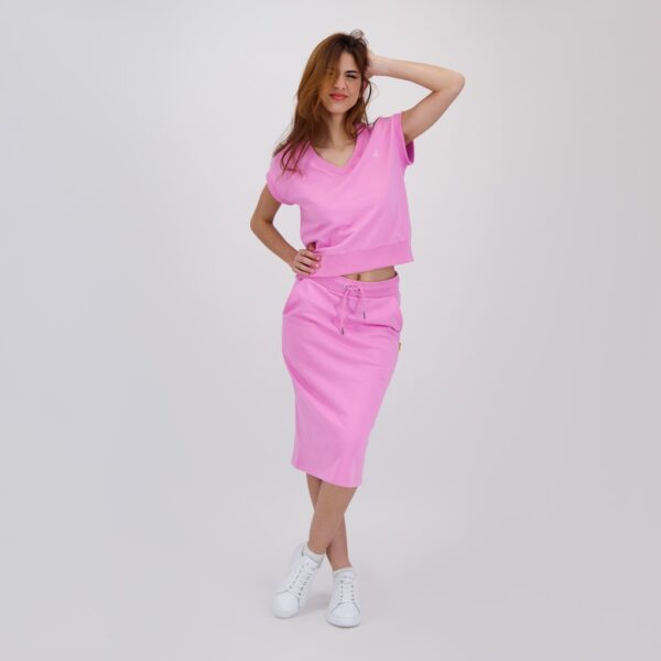 05 010 21 001 K043 XS Jupe midi femme en molleton Rose XS