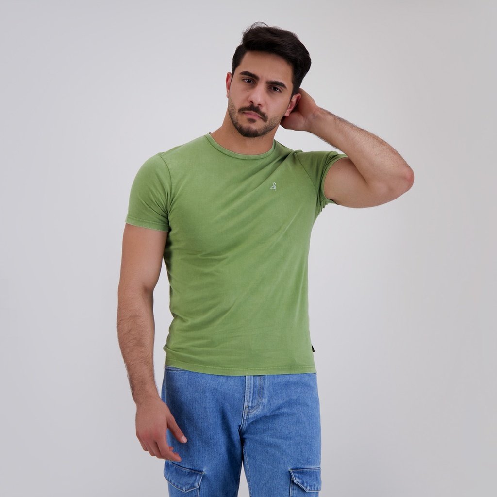 Kontakt - T-shirt unisexe manches courtes délavé - Vert Délavé. 3