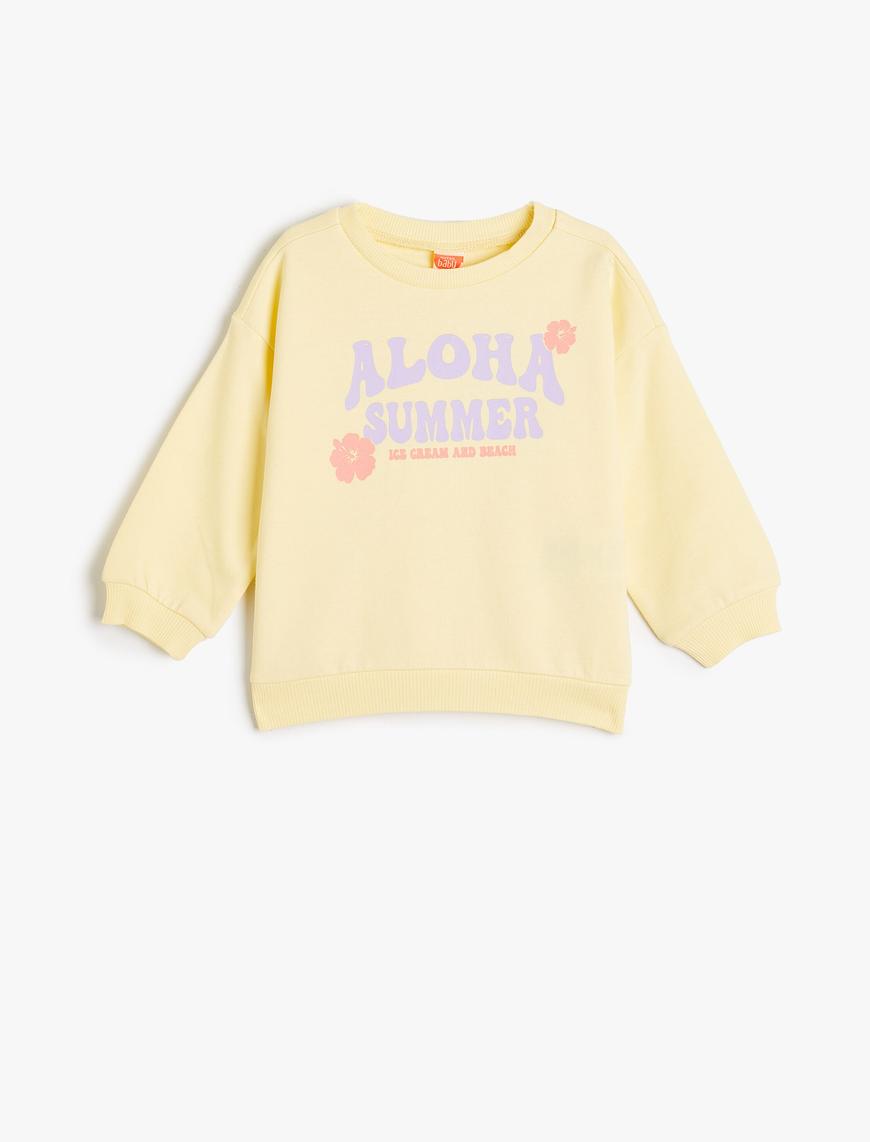 Sweatshirt Oversize Léger Bleu Imprimé Slogan | FR