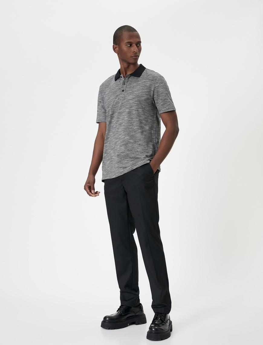 T-shirt Classique à Manches Courtes Koton Pour Homme - 100% Viscose, Rayures Marines, Taille S