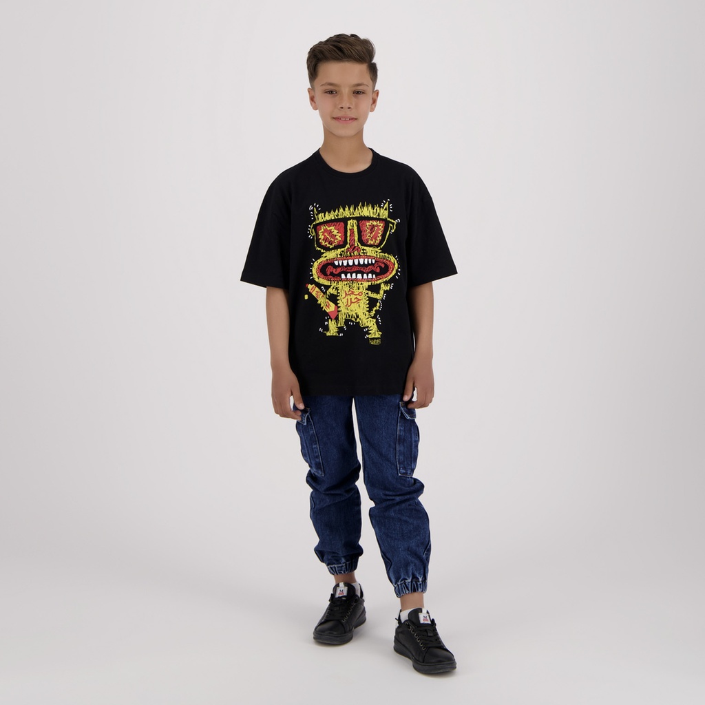 Kontakt Enfant – T-shirt oversized garçon manches courtes محرحر – Noir