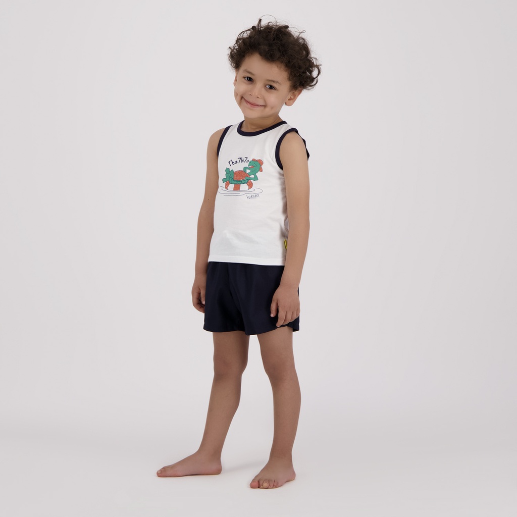 Kontakt Enfant -Débardeur bébé garçon TBA7BI7A – Blanc & Bleu Marine