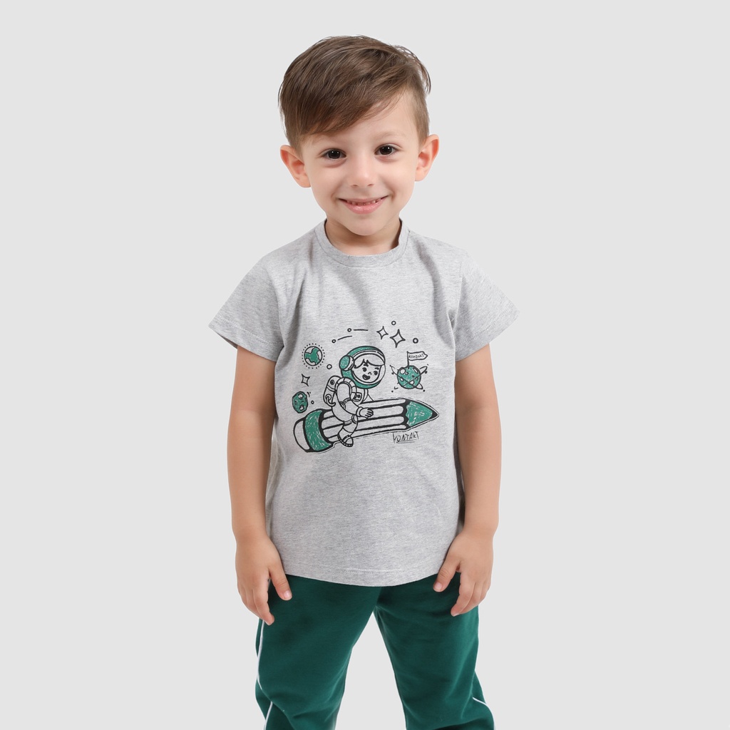 Kontakt Enfant – T-shirt bébé manches courtes SPACE BOY – Gris Chiné