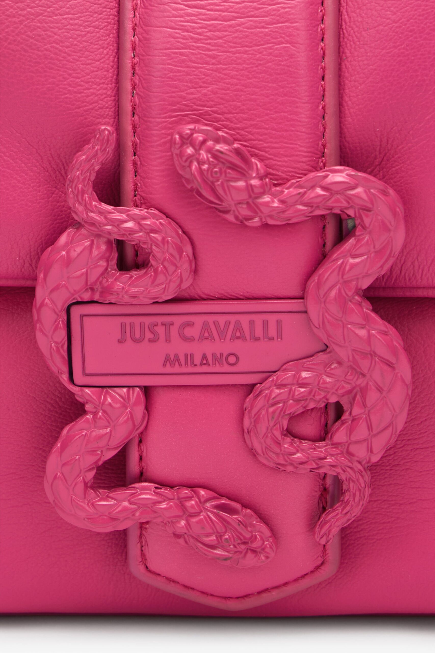 Just Cavalli  - Sac Carre Moyenne Taille Vernis Snake Rose 5