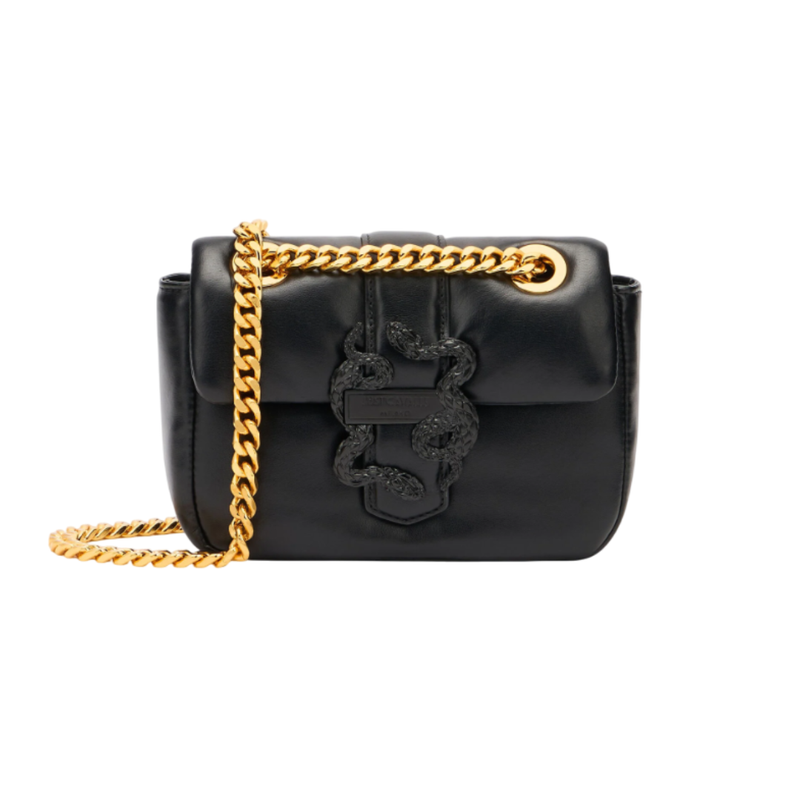 Just Cavalli  - Sac Cuir Petite Taille Carre Fermeture Snake Noir