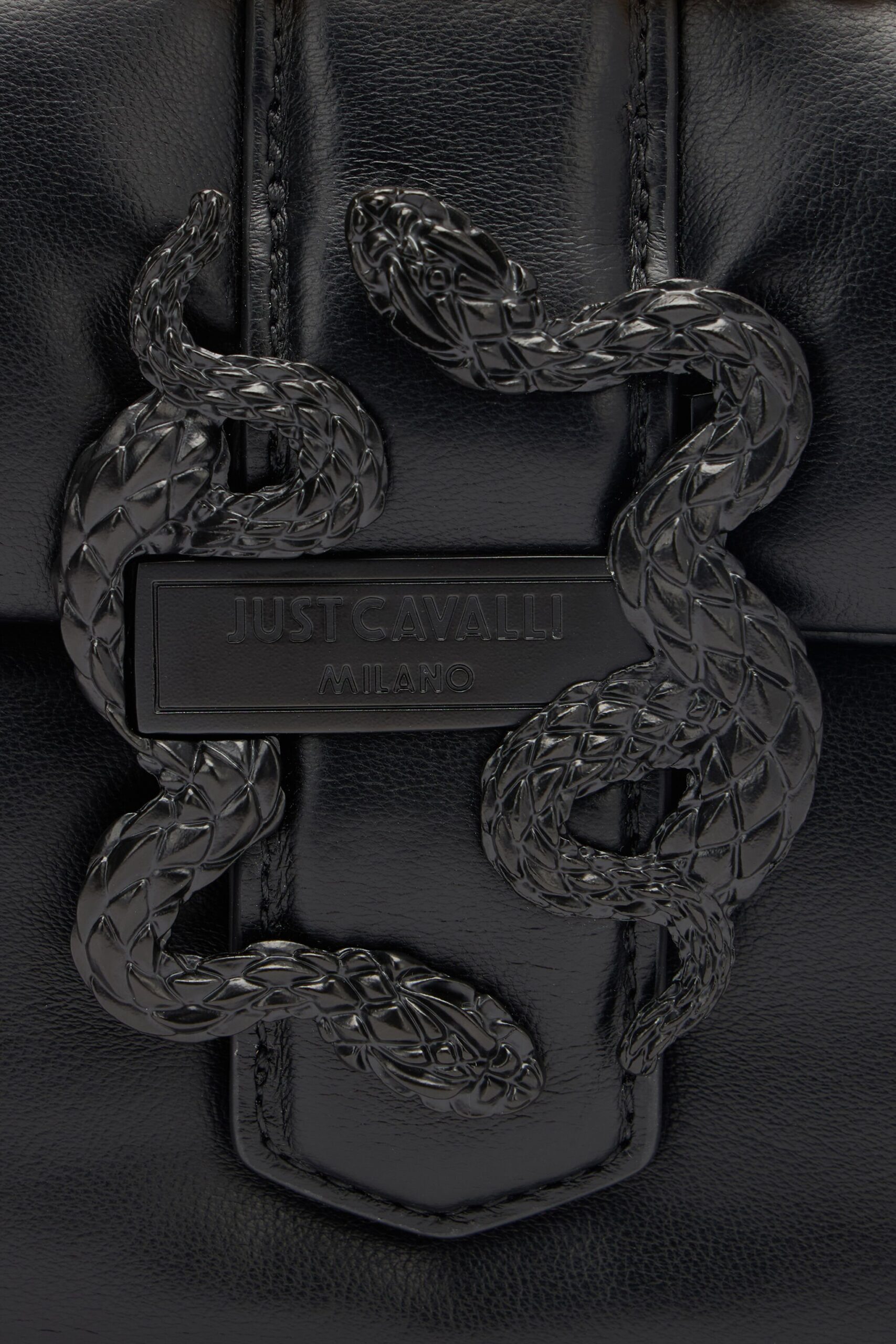 Just Cavalli  - Sac Cuir Petite Taille Carre Fermeture Snake Noir 4