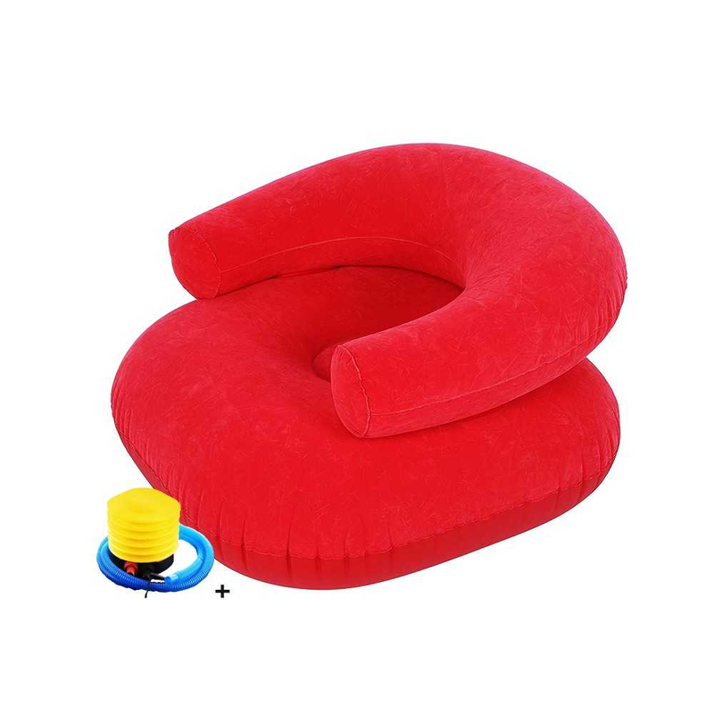Pouf gonflable avec accoudoir rouge - avec pompe à air gratuit pg-112