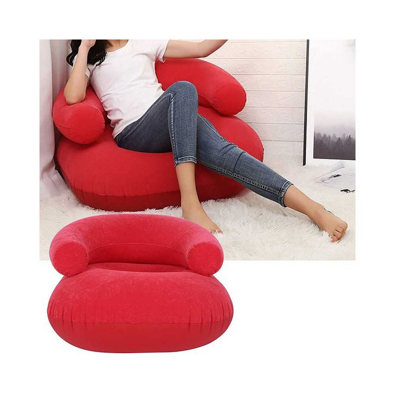 NEST - Pouf gonflable avec accoudoir rouge - avec pompe à air gratuit pg-112 2