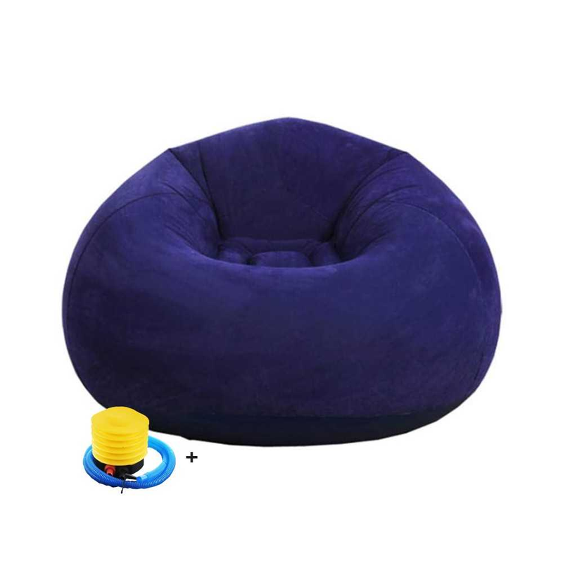 Pouf gonflable portatif bleu marine avec pompe à air gratuit pg-111