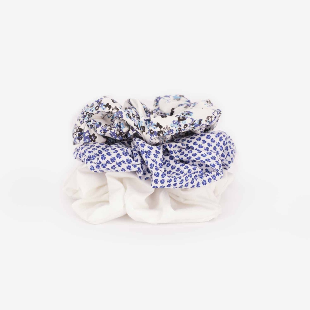 Kontakt – Lots de scrunchies cheveux femme – Bleu Blanc