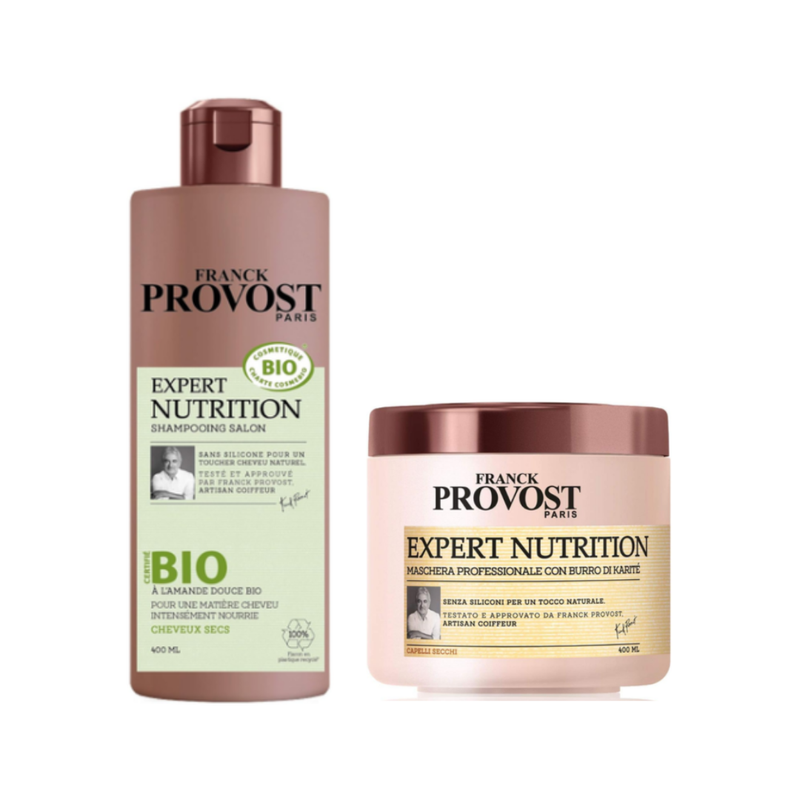 Franck Provost – Shampoing Professionnel Cheveux Secs 400Ml + Masque Professionnel Au Beurre De Karité Pour Cheveux Nourris 400 Ml