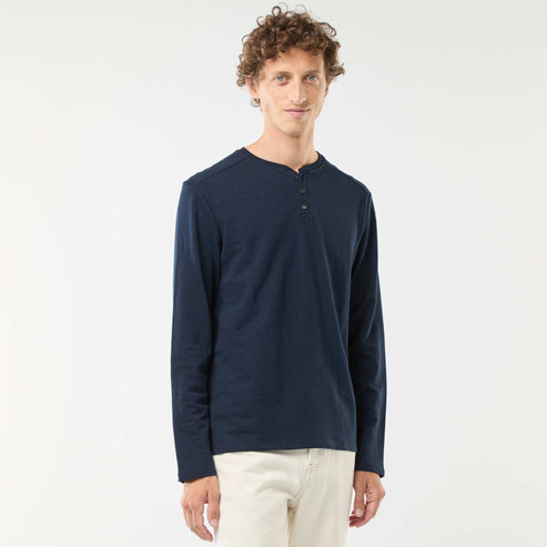 Kiabi T-shirt à col tunisien manches longues BLEU Drest