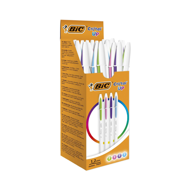 BIC – Boîte de 20 stylos BIC Cristal Up Fun, couleurs vives
