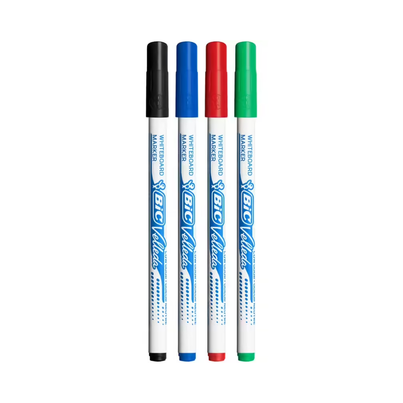 BIC – BIC Velleda 1721 Feutres pour Tableau Blanc Effaçables à Sec Pointe Conique Fine, Couleurs Assorties, Blister de 5