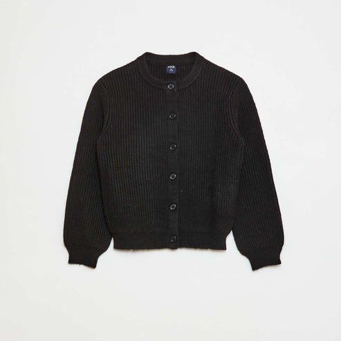 Kiabi Gilet en maille tricot grosse jauge uni NOIR Drest