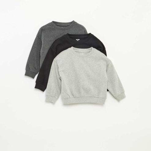 Kiabi – Lot de 3 sweats unis en molleton léger – 3 pièces GRIS