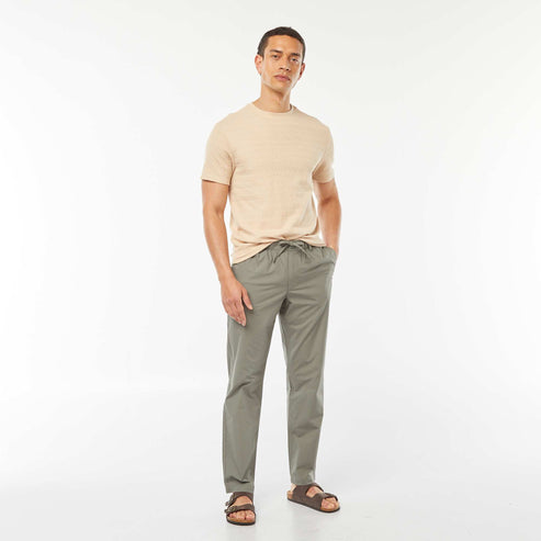 Kiabi - Pantalon droit en popeline craquante VERT