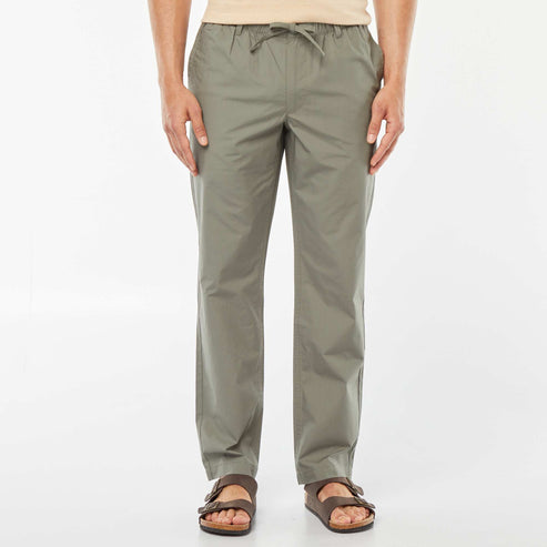 Kiabi - Pantalon droit en popeline craquante VERT 2