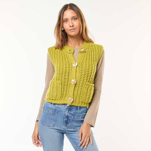 Kiabi Gilet sans manches avec ouverture à larges boutons