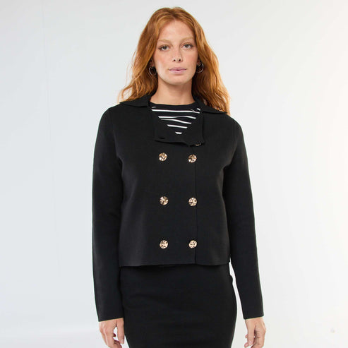 Kiabi Gilet en tricot ottoman à double boutonnage NOIR Drest