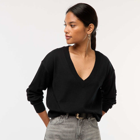 Kiabi Pull en maille fine col V NOIR Drest