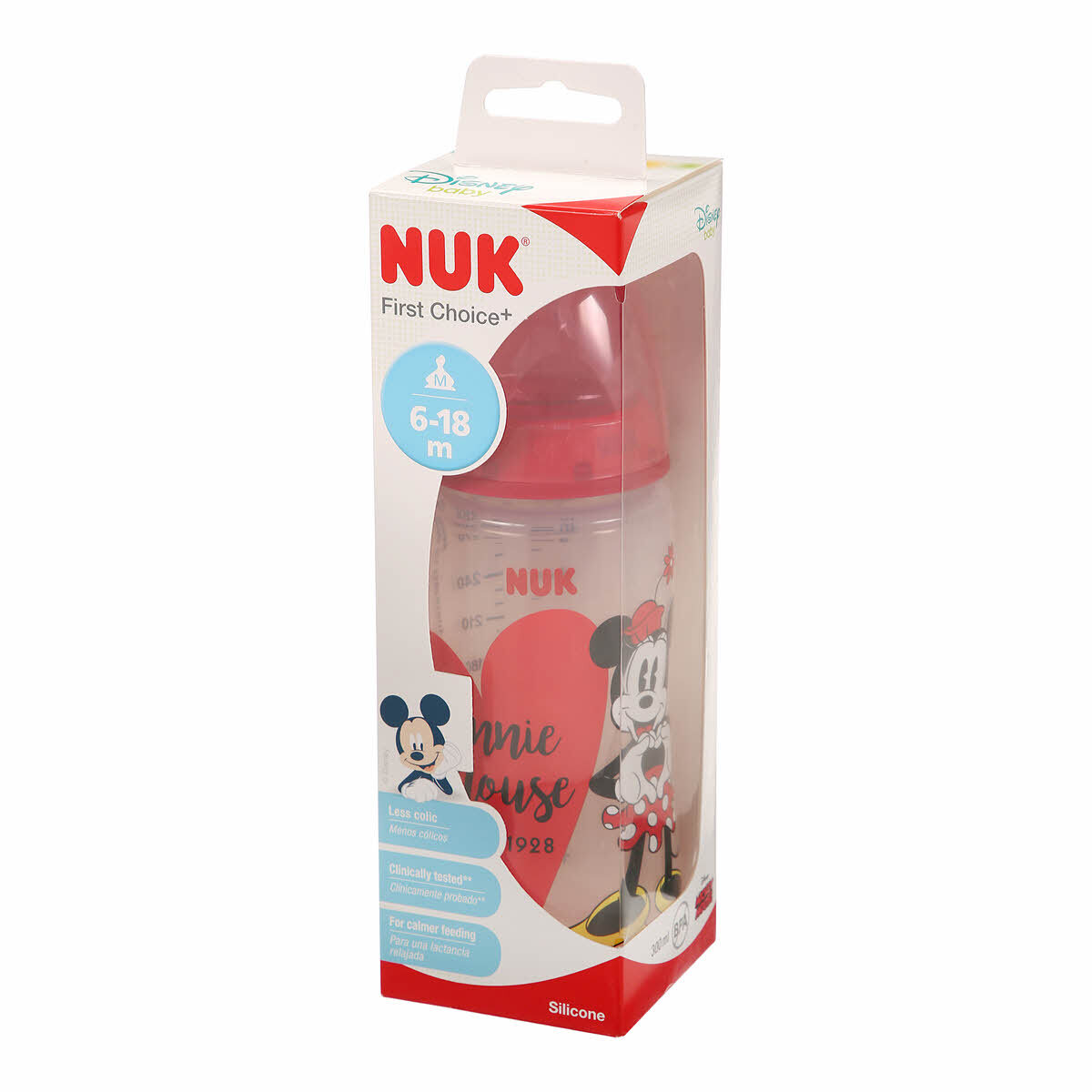 Nuk - Biberon Mickey Rouge 6-18 Mois Température Control 300ml 2