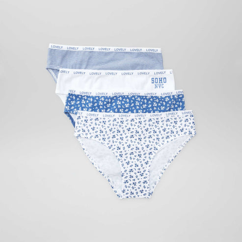 Kiabi - Lot de 4 culottes imprimées BLANC