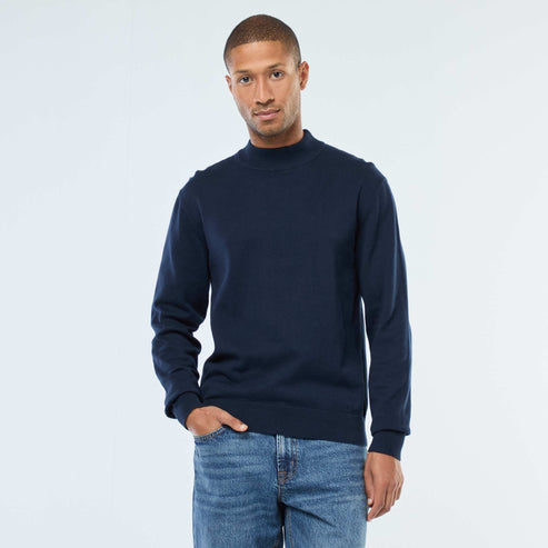 Kiabi Pull léger en maille fine à col montant BLEU Drest