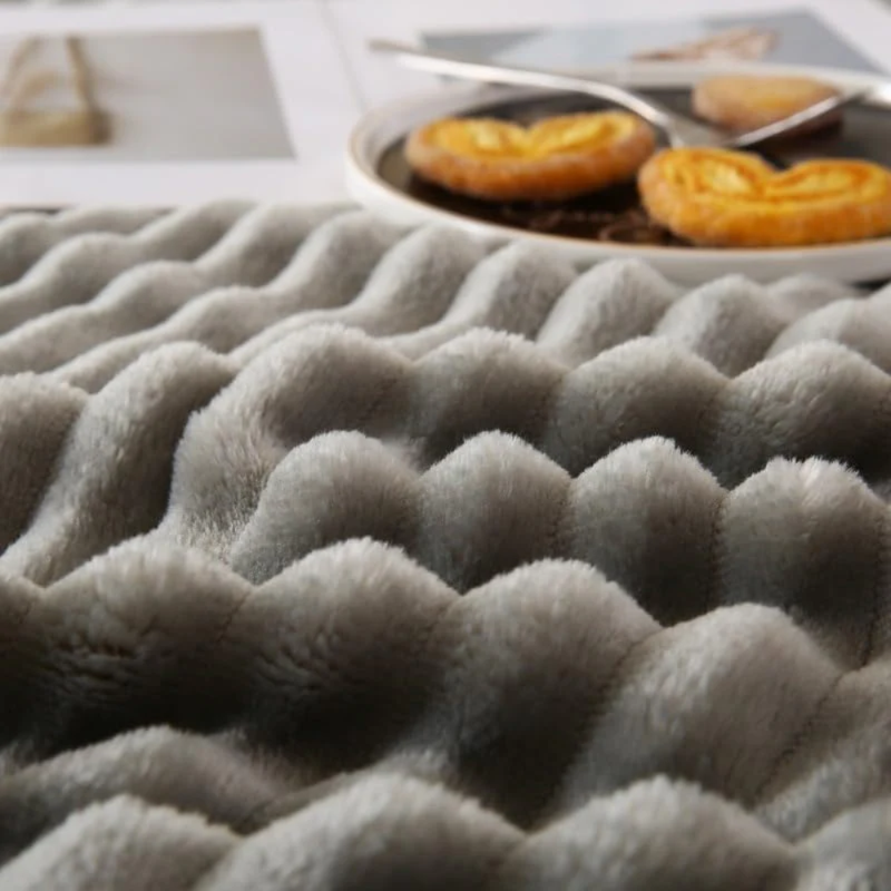 CASA NOVA - Draps housse polaire 3 pièces à rayures 200x160cm Gris 8