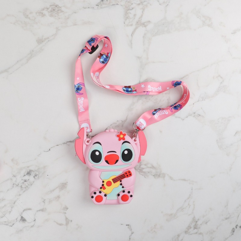 ZENORA – Porte-clés Stitch en Silicone avec Mini Pochette Rose Motif 2