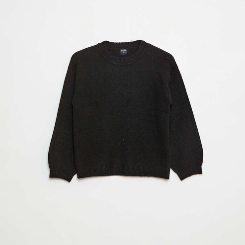 Kiabi Pull en maille uni à col rond NOIR Drest