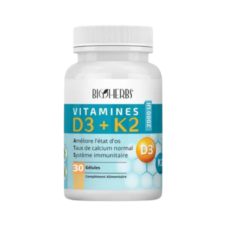 Bioherbs – Vitamines D3+K2 Boite De 30