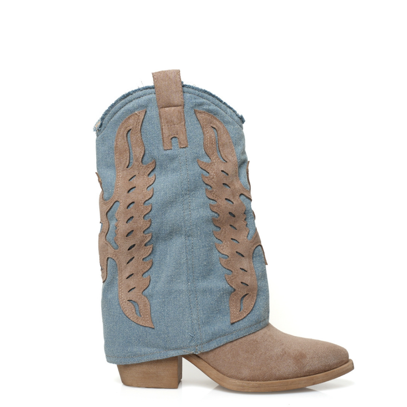 Seaside – Botte Santiag Velour Denim H25-F527 – Beige